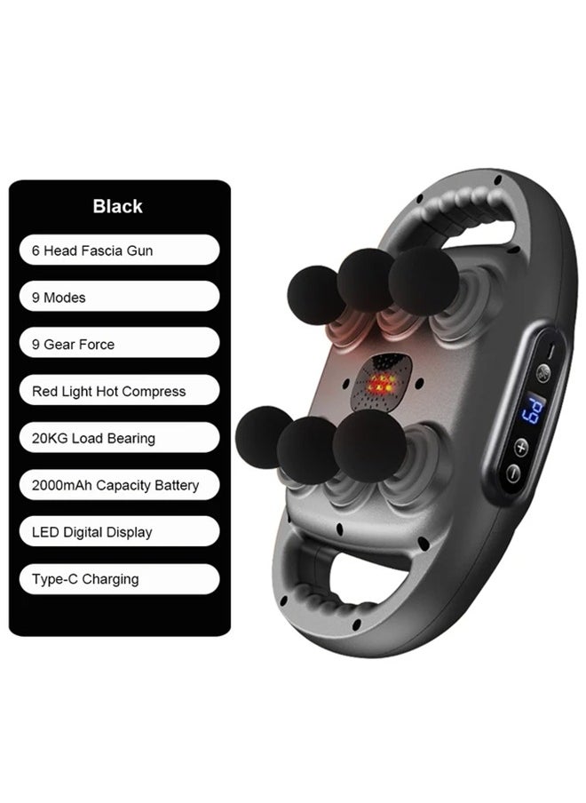 Fascia Gun 6 Heads Massage Gun Muscle Relaxation Electric Massager Body Massage Deep Tissue Muscle for Pain Relief Back Leg Neck