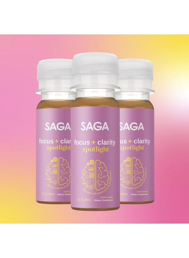 SAGA Organic Focus Shots | Contains Nootropics, Adaptogens, & Mushrooms - Bacopa & Ashwagandha | High Bioavailability & Fast Onset | No Jitters & Boosts Productivity | Exotic Guava 2oz Shots(12-Pack) - Image 4