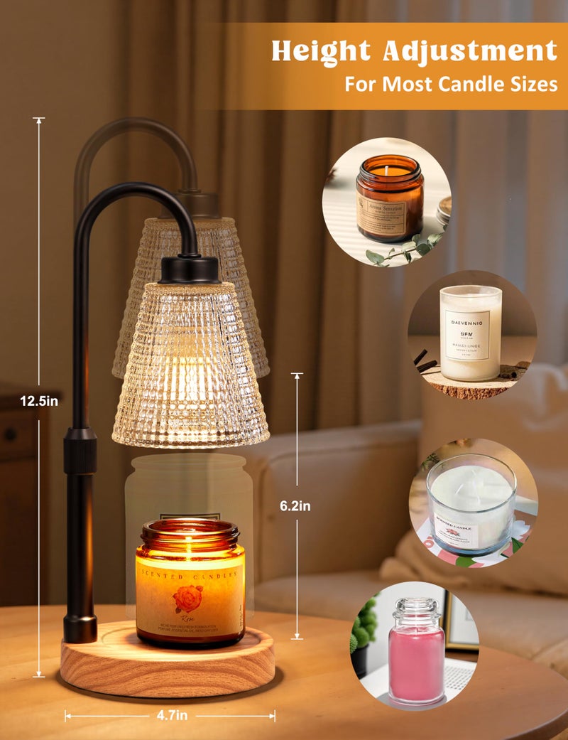 Innqoo Rustic Candle Warmer Lamp with Timer, Dimmable Candle Warmer for Jar Candles, Height Adjustable Wax Melts Warmer, Birthday Gifts for Women Mom, House Warming Gifts New Home Decor - Image 4