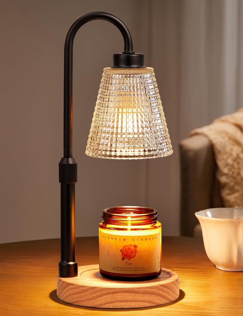 Innqoo Rustic Candle Warmer Lamp with Timer, Dimmable Candle Warmer for Jar Candles, Height Adjustable Wax Melts Warmer, Birthday Gifts for Women Mom, House Warming Gifts New Home Decor - Image 1
