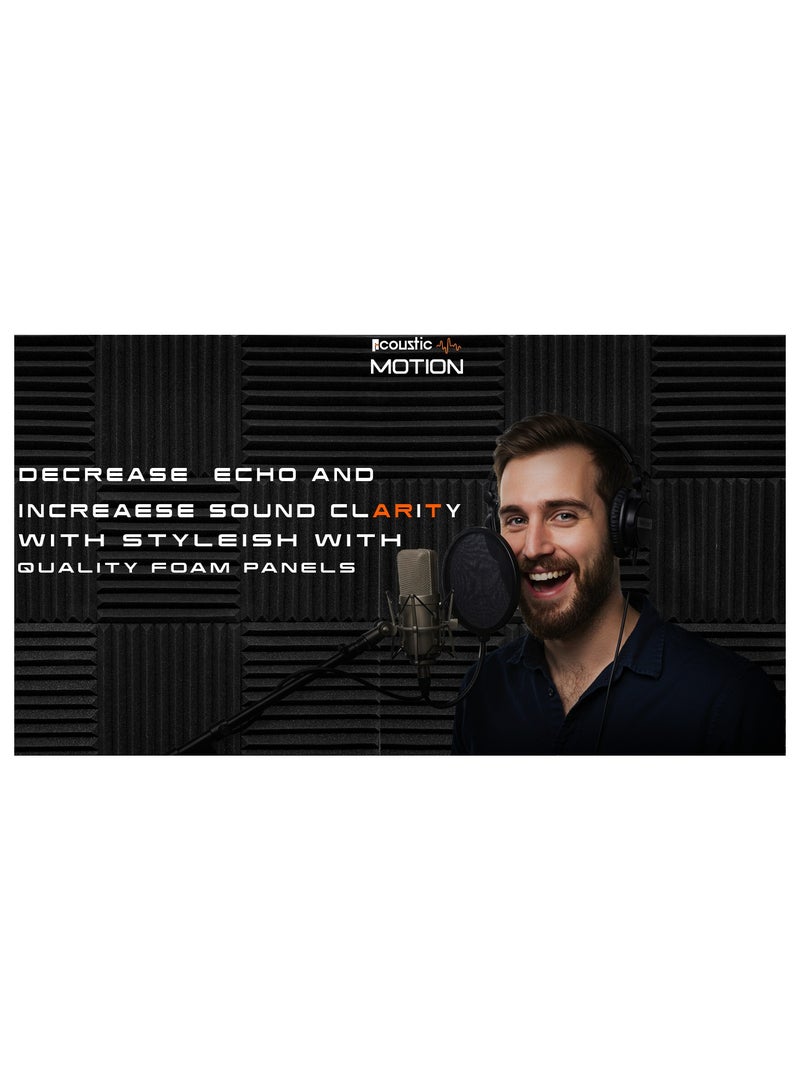 أكويستك موشان اكوستيك موشن الواح اسفنجية مقاومة للصوت مع مجموعة ذاتية اللصق من 12 قطعة مقاس 3 × 30 × 30 سم، الواح صوتية انيقة اساسية للاستوديو والتسجيل والمنزل والمكتب ومعالجة الغرف الصوتية - Image 5