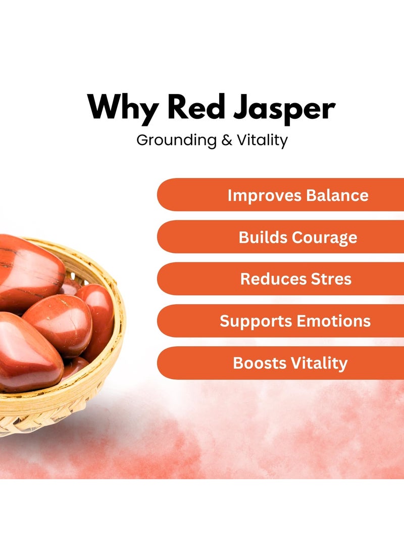 Plus Value Plus Value Natural Red Jasper Tumbled Stone Pebbles for Vastu Feng Shui Aura Chakra Reiki Healing Crystals Home Office Decor Showpiece Decoration 200grams Cane Basket  - Image 4