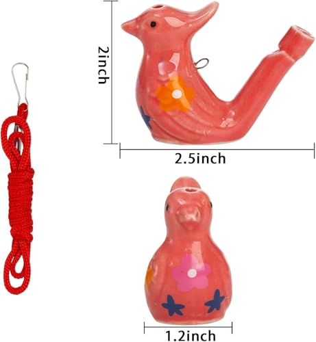SOUJOY 12 PCS Bird Water Whistle Ceramic Fun Birdie Call Whistle with Lanyard Water Warbler Toys for Birthday Gift Easter Gift Water and Bath Play Fun Outdoors - Image 5