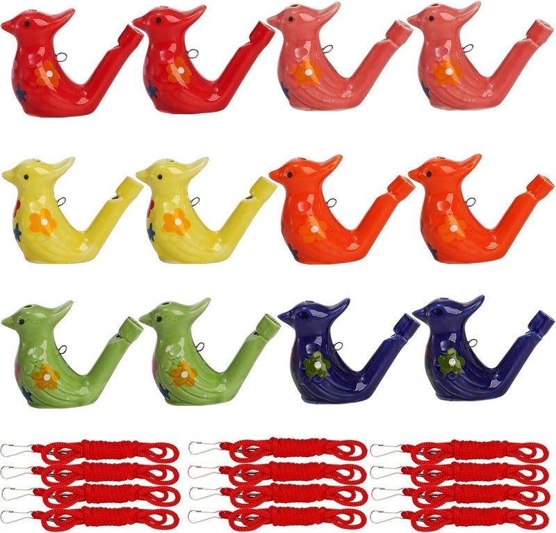 SOUJOY 12 PCS Bird Water Whistle Ceramic Fun Birdie Call Whistle with Lanyard Water Warbler Toys for Birthday Gift Easter Gift Water and Bath Play Fun Outdoors - Image 3