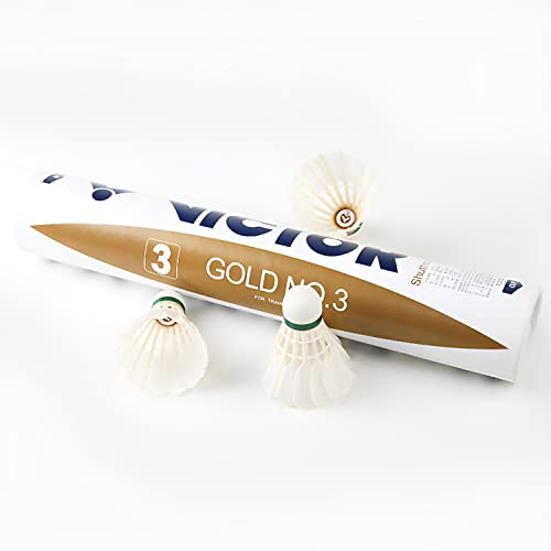 BONMAC Victor Badminton Shuttlecocks Feather 12-Pack, Shuttlecock Birdies Durable Sports Training Badminton Balls for Indoor Outdoor, Gold No.3 - Image 4