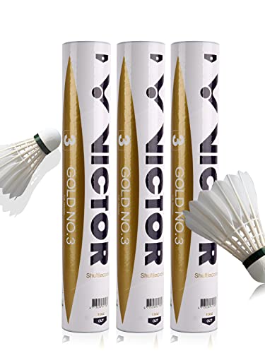 BONMAC Victor Badminton Shuttlecocks Feather 12-Pack, Shuttlecock Birdies Durable Sports Training Badminton Balls for Indoor Outdoor, Gold No.3 - Image 5