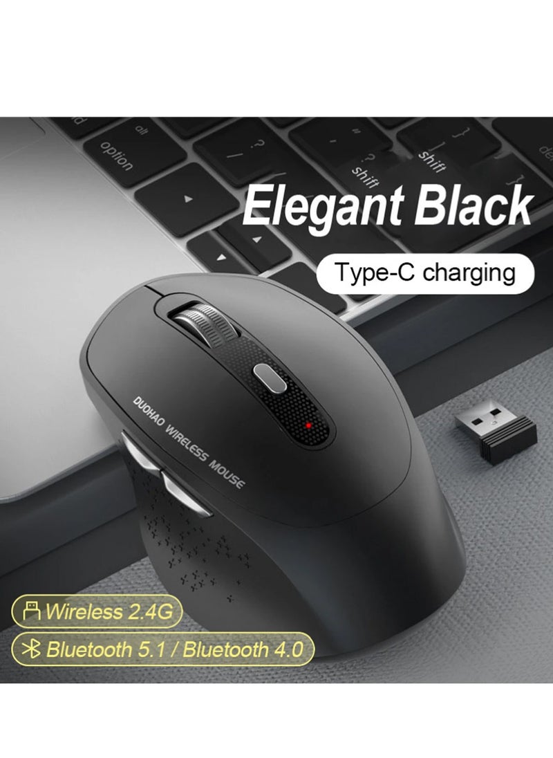 Protect - Wireless Dual Connectivity Mouse | Bluetooth 5.1 & 2.4GHz USB Type-C Rechargeable | Silent Office Mouse with 1200dpi Optical, 4 Buttons, Ergonomic Design | Compatible with MacBook, Windows & Android - Image 1