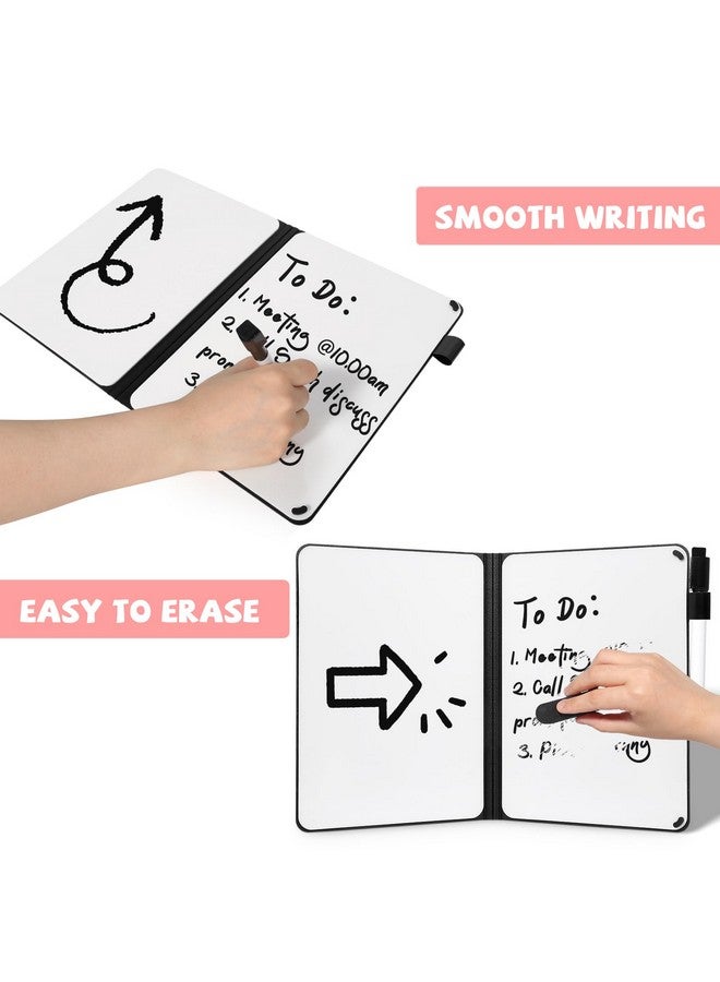 AGM سبورة بيضاء صغيرة قابلة للمسح الجاف، سبورة بيضاء قابلة للطي على الوجهين مع قلم، سبورة صغيرة محمولة قابلة للمسح الجاف للدراسة والاجتماعات والرسم والتخطيط - Image 2