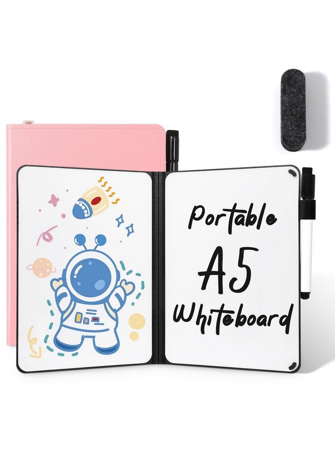 AGM سبورة بيضاء صغيرة قابلة للمسح الجاف، سبورة بيضاء قابلة للطي على الوجهين مع قلم، سبورة صغيرة محمولة قابلة للمسح الجاف للدراسة والاجتماعات والرسم والتخطيط - Image 1