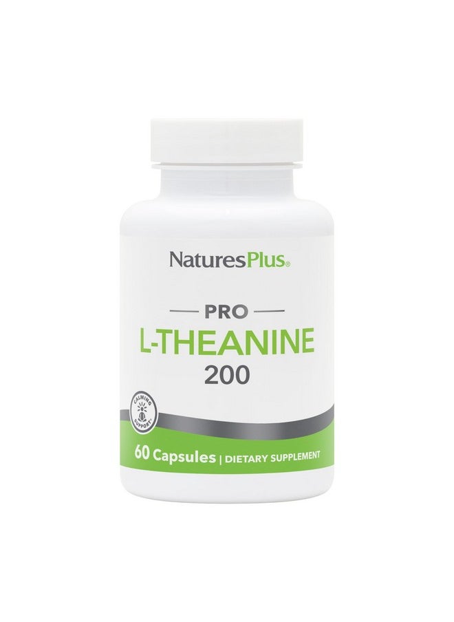 ناتشرز بلاس Natures Plus PRO L-Theanine - 60 كبسولة - يدعم اليقظة والهدوء والاسترخاء الصحي وتحسين الراحة - خالٍ من الكائنات المعدلة وراثيًا ونباتي وخالي من الجلوتين - 60 وجبة  - Image 1