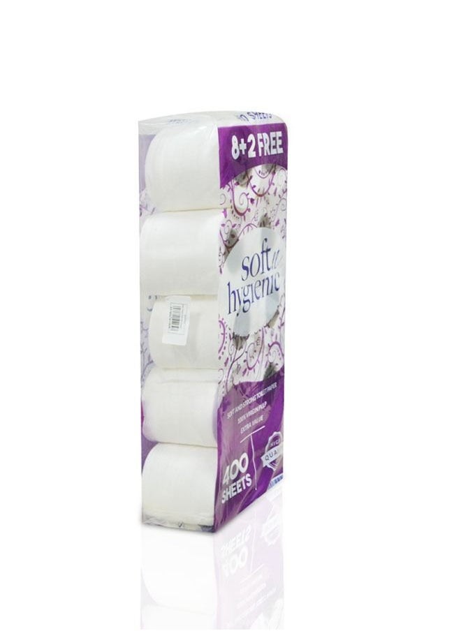 soft n hygienic Soft & Strong Toilet Tissue Rolls, 400 Sheets, White, Pack of 10 Rolls  - Image 5