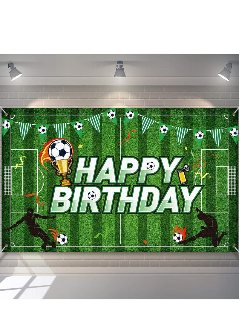 Excefore Football Party Decorations, Soccer Birthday Party Backdrop Football Field Photo Background for Soccer Theme Birthday Party Photo Booth Props for Boys Kids Cake Table Decorations, 5.9 x 3.6 Feet - Image 1