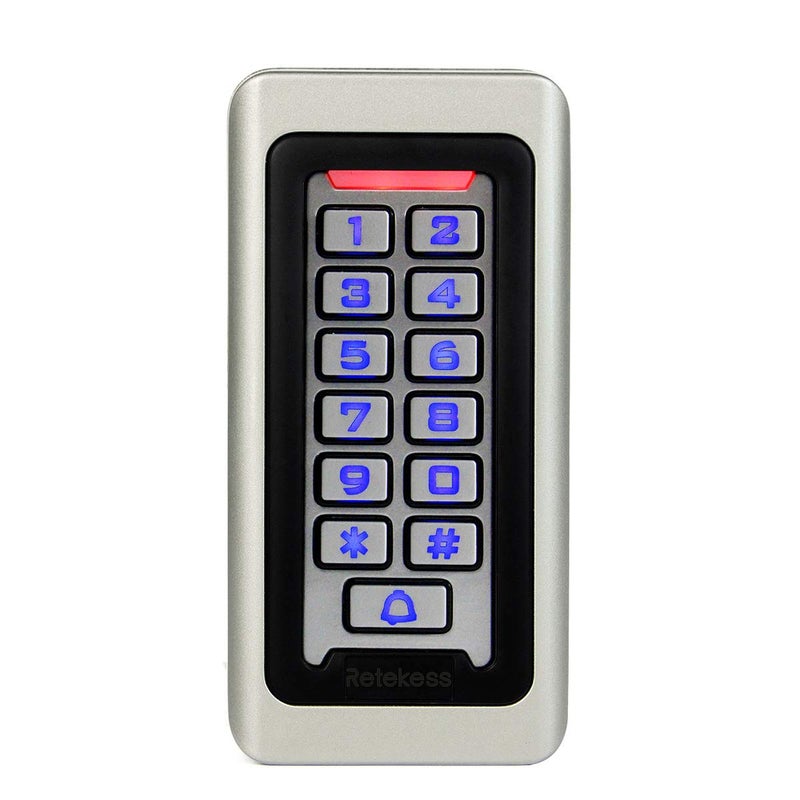 Retekess لوحة مفاتيح التحكم في الوصول TIVDIO لوحة مفاتيح خارجية مقاومة للماء IP68 علبة معدنية RFID 125KHz لوحة مفاتيح باب واحد مستقلة مع 2000 مستخدم للاستخدام الخارجي والداخلي Wiegand 26 بت فضي - Image 1