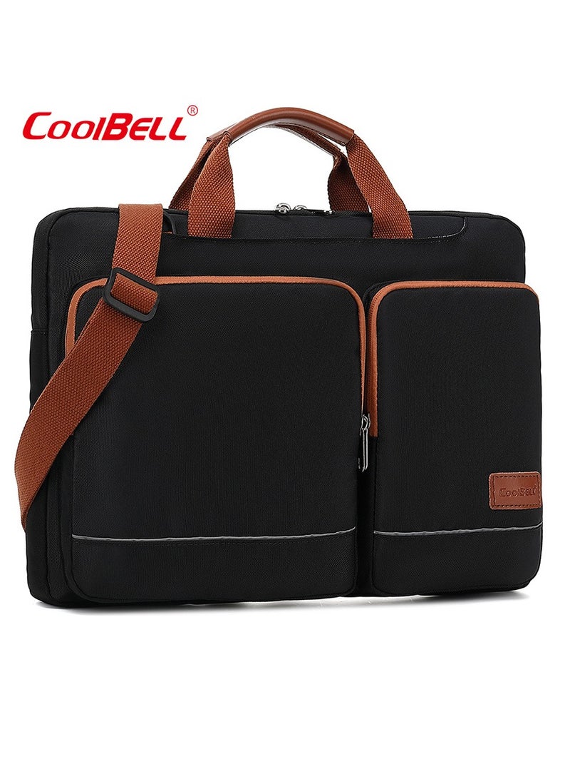 CoolBELL Men's Multi-Functional Laptop Bag Briefcase Black/Brown - Image 1