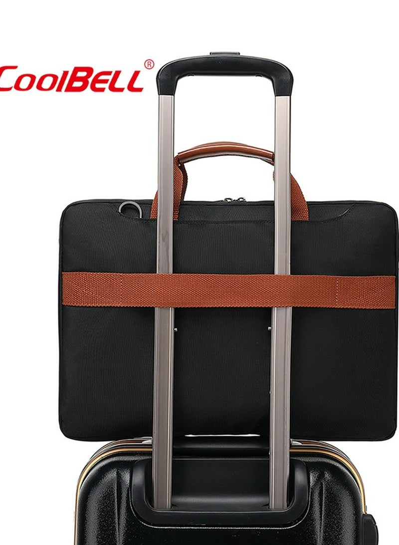 CoolBELL Men's Multi-Functional Laptop Bag Briefcase Black/Brown - Image 5