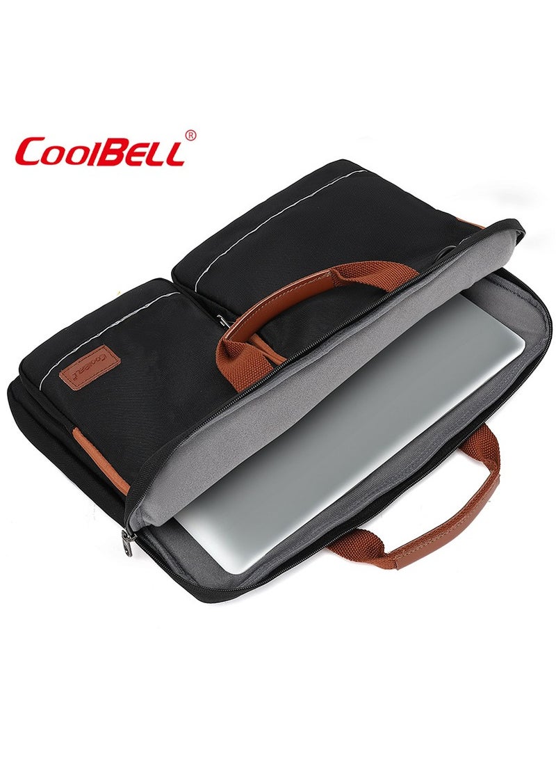 CoolBELL Men's Multi-Functional Laptop Bag Briefcase Black/Brown - Image 4