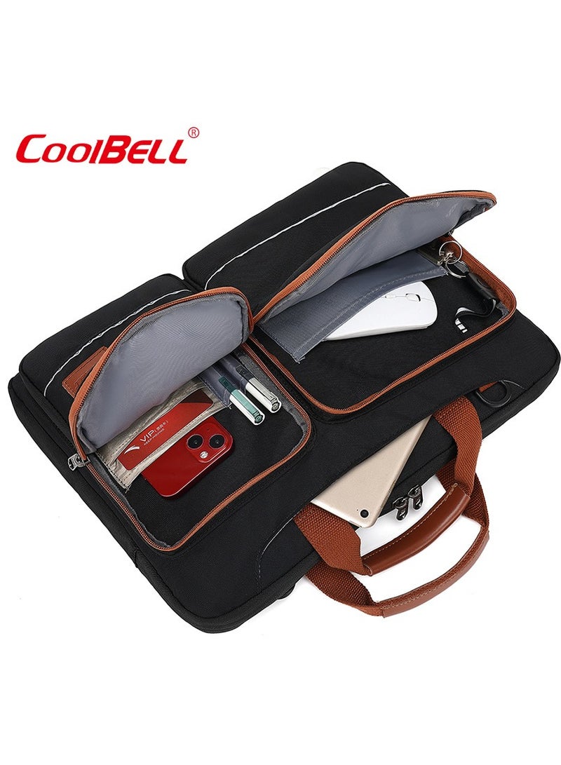 CoolBELL Men's Multi-Functional Laptop Bag Briefcase Black/Brown - Image 3