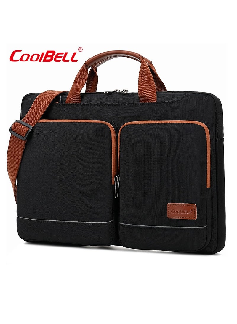 CoolBELL Men's Multi-Functional Laptop Bag Briefcase Black/Brown - Image 2