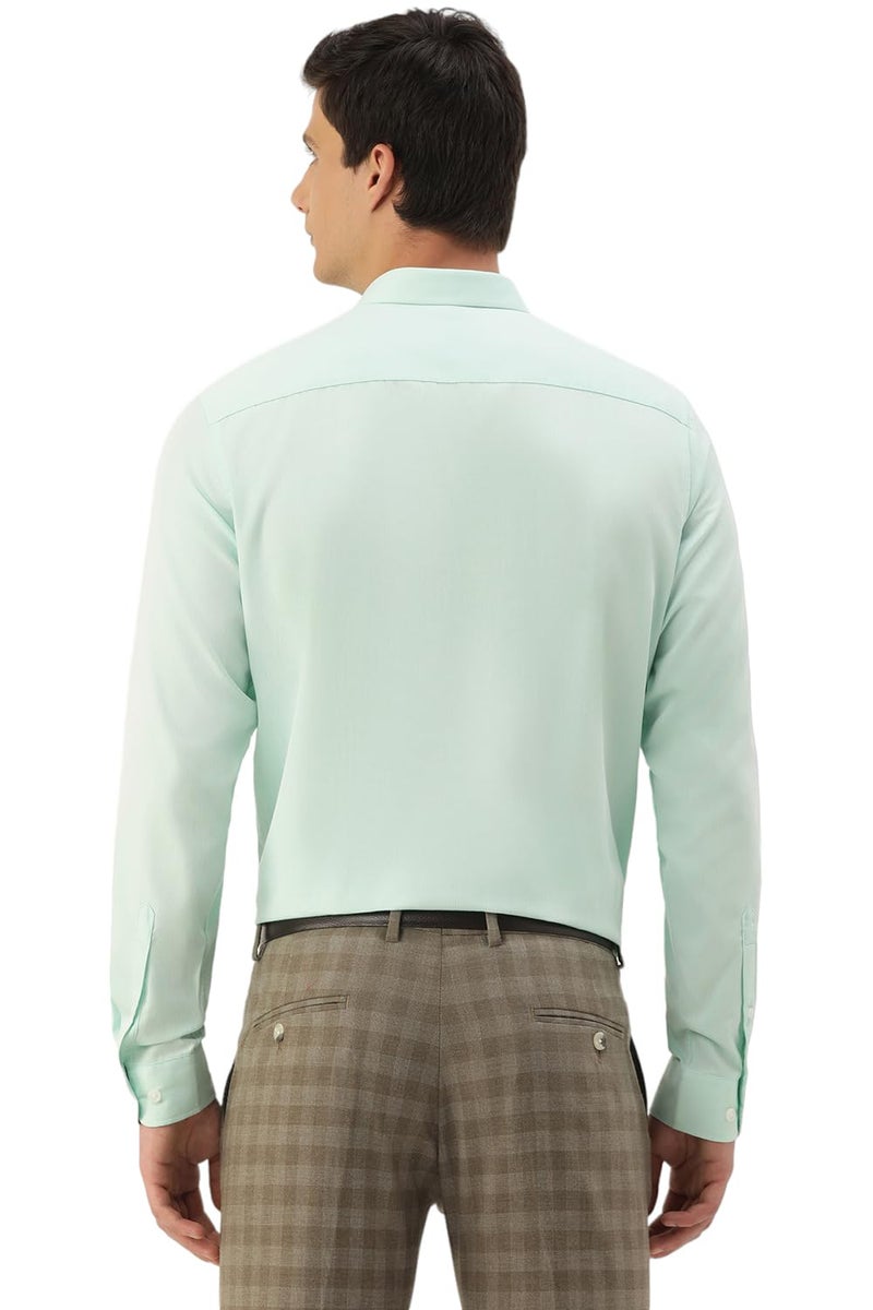 Peter England Men's Classic Textured Slim Fit Full Sleeve Shirt | Wonder Fabric | Cotton Rich | Premium Dobby Green - Image 3