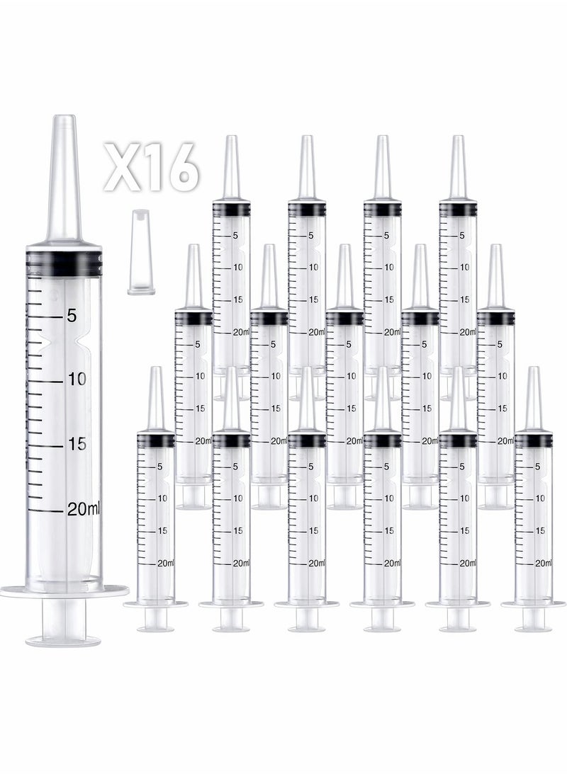 KASTWAVE - 20ml Plastic Syringe, Large Syringes Tools for Liquid, Sterile and Individually Sealed for Measuring, Watering, Refilling, Feeding Pets, Scientific Labs, Oil or Glue Applicator, 16 Pack - Image 1