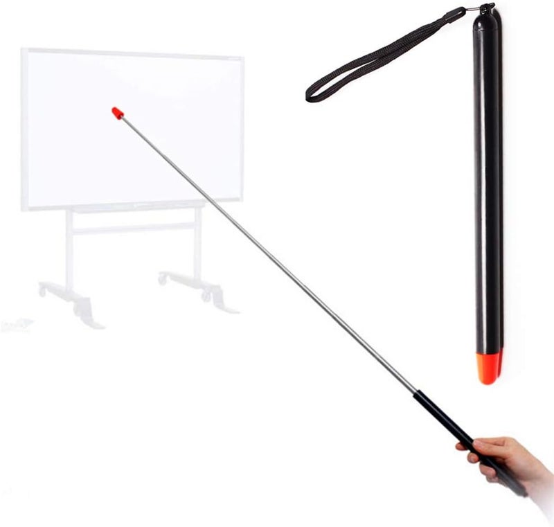 DAITET Telescopic Teachers Pointer,Teaching Pointer Stick for Classroom,Metal Hand Retractable Pointer Extended Length 47 Inch, Handheld Presenter Whiteboard Pointer (Black) - Image 1