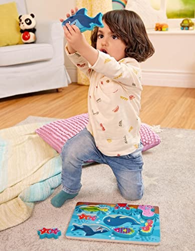 B. Toys B toys Peek Explore Under The Sea Wooden Chunky Puzzle Underwater Ocean Animals 2 Years - Image 5