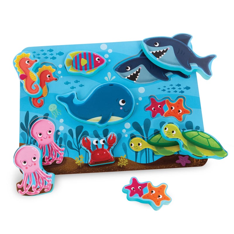 B. Toys B toys Peek Explore Under The Sea Wooden Chunky Puzzle Underwater Ocean Animals 2 Years - Image 3