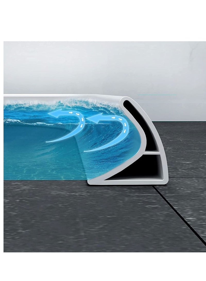 SYOSI Shower Threshold Water Dam, Curved Groove Collapsible Stopper Barrier, Self-Adhesive Guard Dry and Wet Separation Suitable for Bathroom Kitchen - Image 1