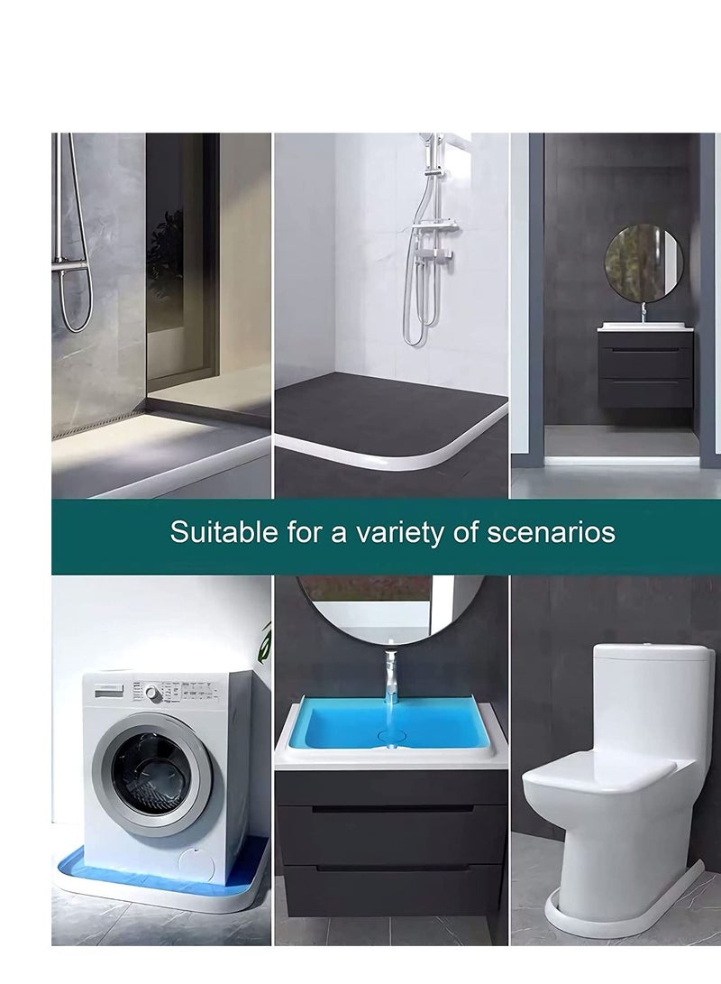 SYOSI Shower Threshold Water Dam, Curved Groove Collapsible Stopper Barrier, Self-Adhesive Guard Dry and Wet Separation Suitable for Bathroom Kitchen - Image 3