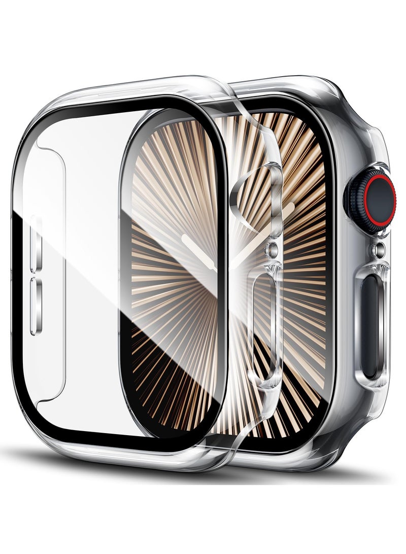دوسالا غطاء واقي لشاشة ساعة آبل السلسلة 10 مقاس 46 مم، غطاء أمامي زجاجي مقسى، حافة صلبة PC للنساء والرجال، حماية رقيقة جداً (شفافة) - Image 1