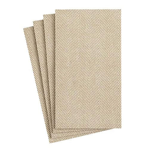 Caspari Paper Guest Towels Jute Linen, 12 Per Box,Tan,Guest Towel,9760GG - Image 1