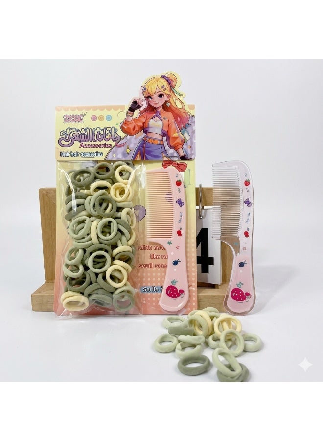 Children's Hair Care Accessory Set - Includes soft hair ties and a cartoon-themed comb - Assorted Colors - Image 4