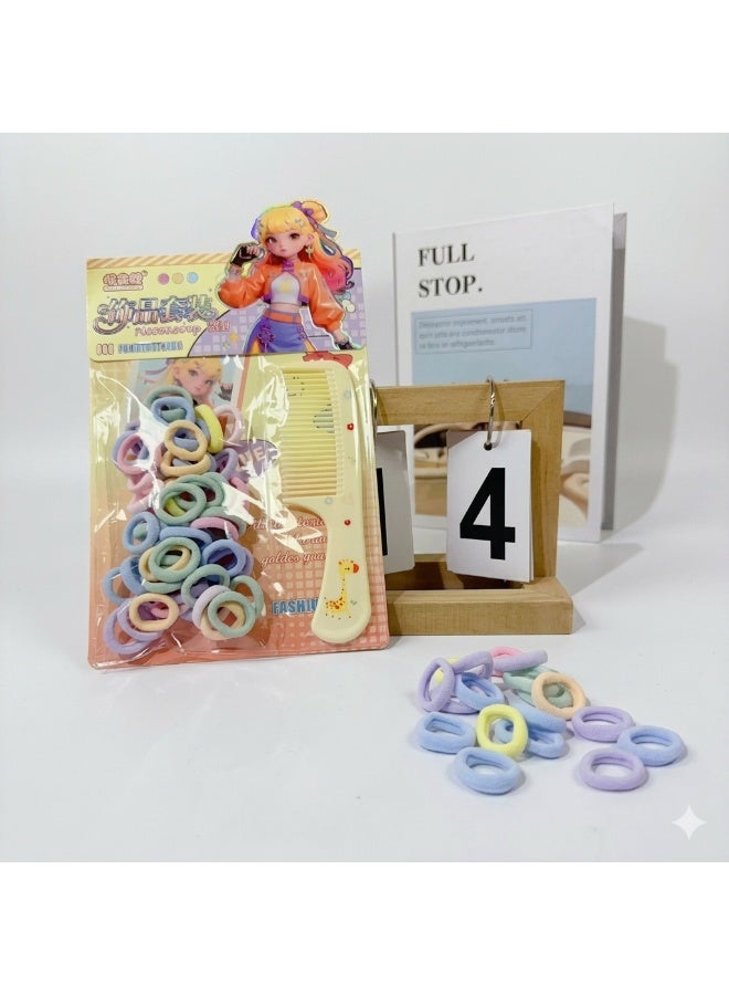 Children's Hair Care Accessory Set - Includes soft hair ties and a cartoon-themed comb - Assorted Colors - Image 5