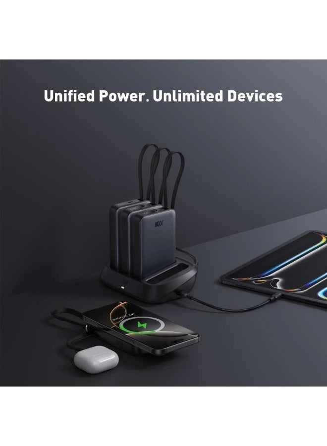 جودا محطة الطاقة المنزلية JODA HomeVolt – نظام شحن 4 في 1 مع 4 باور بانك (سعة إجمالية 40000mAh)، شحن لاسلكي 15 واط وتقنية PD 20 واط للشحن السريع. - Image 4