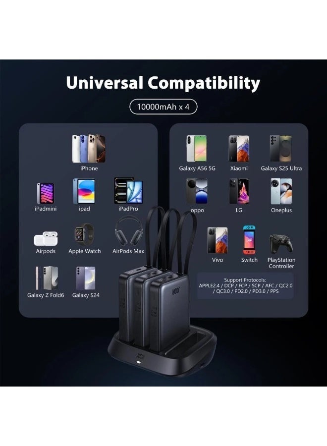 جودا محطة الطاقة المنزلية JODA HomeVolt – نظام شحن 4 في 1 مع 4 باور بانك (سعة إجمالية 40000mAh)، شحن لاسلكي 15 واط وتقنية PD 20 واط للشحن السريع. - Image 2