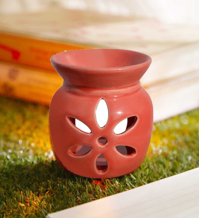 EIN SOF Ceramic Oil Diffuser for Home Fragrance - Set of 2 Room Fragrance Diffuser, Perfume Diffuser for Home, Aroma Therapy Diffuser Oil lamp (Red & Blue) - Image 3