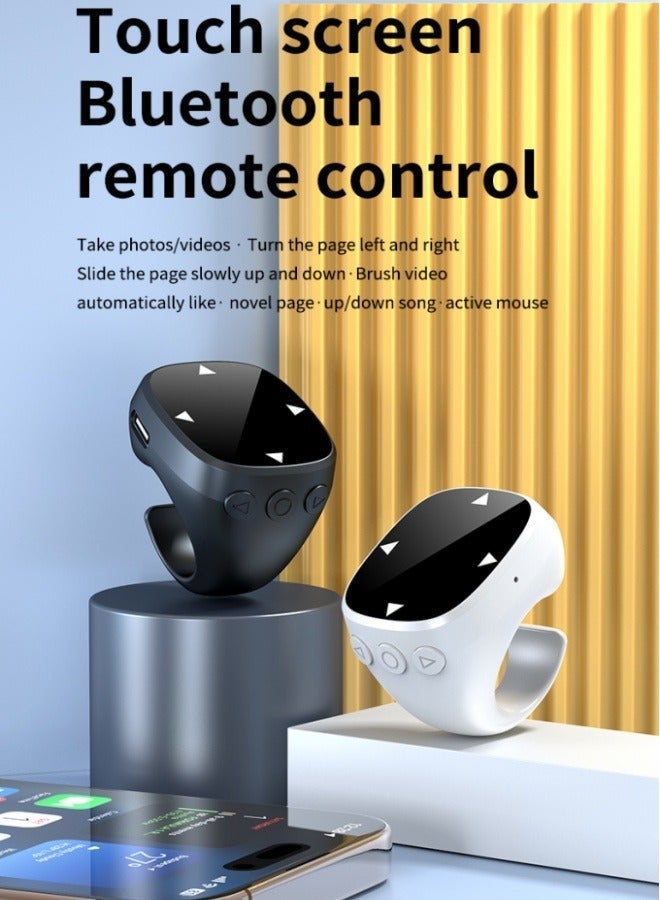 Bluetooth Scroll Ring Remote Control, Touch Screen Wireless Page Turner and Multimedia Controller for Various Devices with App Support and Long Battery Life (Black) - Image 3