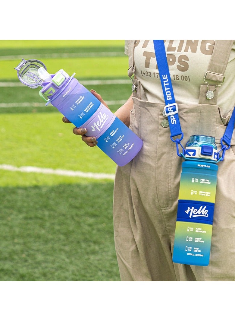 Generic Motivational Water Bottle 1L Water Bottle For Kids School Water Bottles With Straw Leak Proof Water Bottle With Time Marker For Sport, School, Gym, Office - Image 2