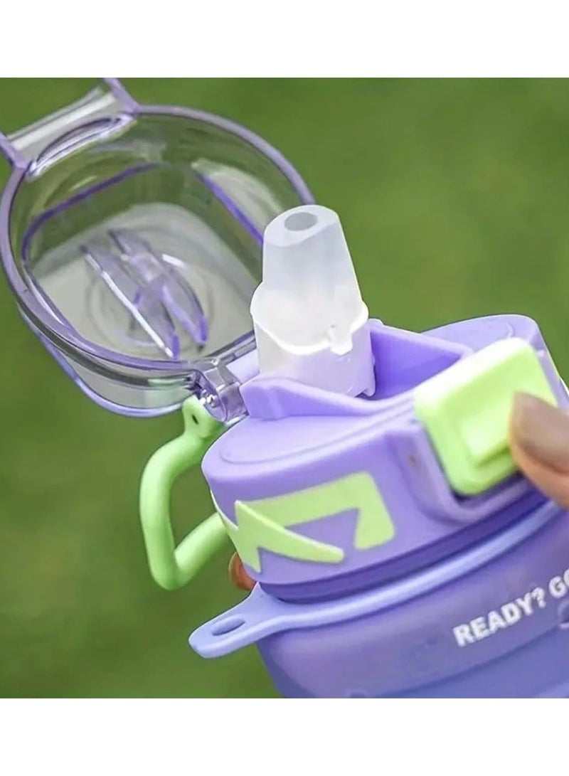 Generic Motivational Water Bottle 1L Water Bottle For Kids School Water Bottles With Straw Leak Proof Water Bottle With Time Marker For Sport, School, Gym, Office - Image 4