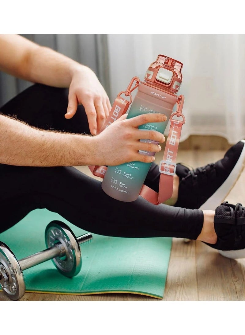 Generic Motivational Water Bottle 1L Water Bottle For Kids School Water Bottles With Straw Leak Proof Water Bottle With Time Marker For Sport, School, Gym, Office - Image 5