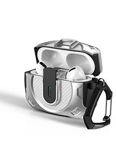 Generic [Front LED visible] Lock box compatible with AirPods 2nd generation and key chain, Military hardshell protected armored wireless charging box (silver)  - Image 2