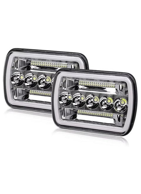(طقم 2 قطعة) كشافات أمامية LED مع إضاءة نهارية وإشارة انعطاف – جهد 9-60V DC، شعاع عالي/منخفض H4، مقاومة للماء IP67 – متوافقة مع السيارات، الشاحنات، والمركبات الوعرة