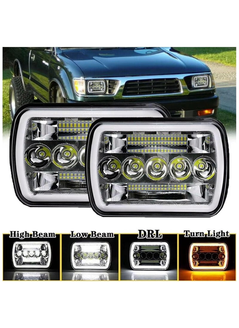 Generic (Set of 2) LED Headlights with DRL & Turn Signal – 9-60V DC, H4 High/Low Beam, IP67 Waterproof – Universal Fit for Cars, Trucks, and Off-Road Vehicles  - Image 2