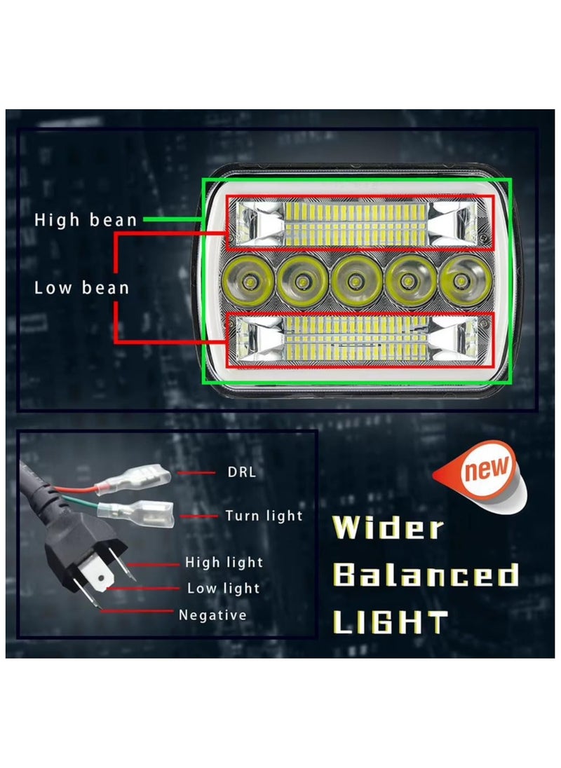 Generic (Set of 2) LED Headlights with DRL & Turn Signal – 9-60V DC, H4 High/Low Beam, IP67 Waterproof – Universal Fit for Cars, Trucks, and Off-Road Vehicles  - Image 4