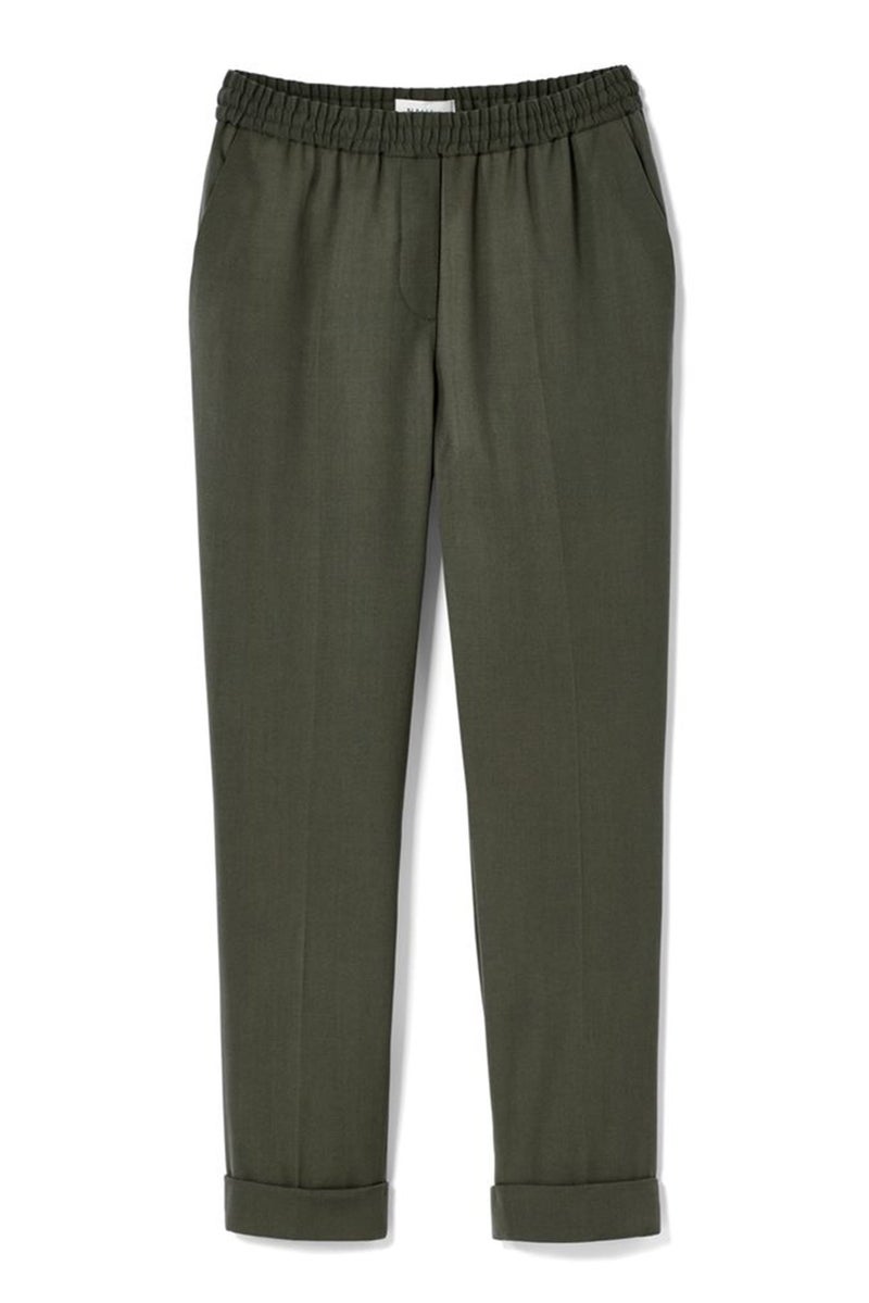 Tchibo Women Regular Fit Solid Casual Pants, Olive - Image 2