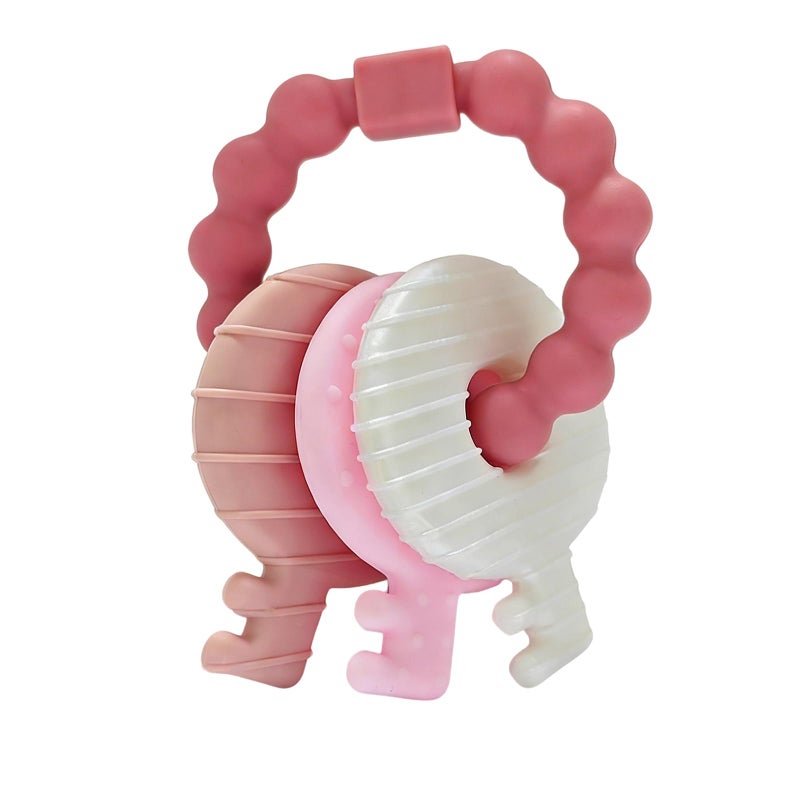 YAPROMO Baby Teething Keys - Soft Silicone Keys Teether, Cute Chew Toys for 3-18 Months Infants & Toddlers, Perfect for Baby Girls, BPA Free - Image 1