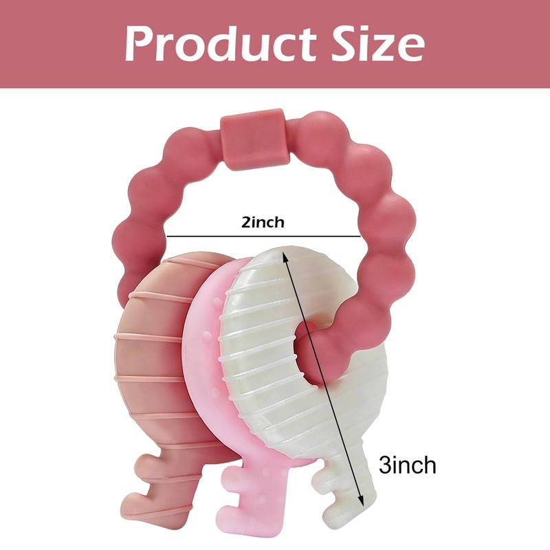 YAPROMO Baby Teething Keys - Soft Silicone Keys Teether, Cute Chew Toys for 3-18 Months Infants & Toddlers, Perfect for Baby Girls, BPA Free - Image 5