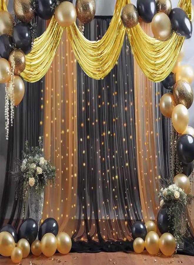 QFSH 2Pcs Metallic Foil Ceiling Fringe Curtains for Birthday Wedding Bridal Shower Party Decorations Hanging Decor 14.7ft (Gold) - Image 1