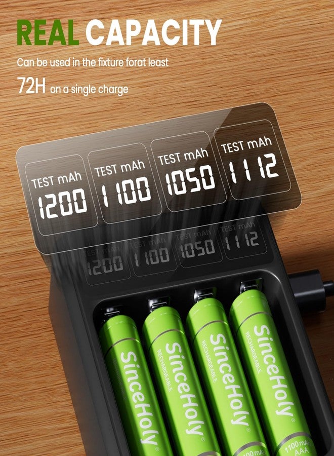 SINCEHOLY 8-Pack 1.2V Rechargeable AAA Batteries, 1100mAh NiMH Precharged Triple A Solar Batteries for Solar Lights and Household Devices, Up to 1200 Cycle - Image 2