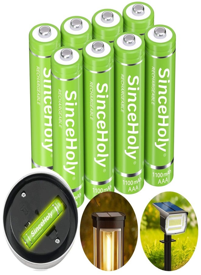 SINCEHOLY 8-Pack 1.2V Rechargeable AAA Batteries, 1100mAh NiMH Precharged Triple A Solar Batteries for Solar Lights and Household Devices, Up to 1200 Cycle - Image 1